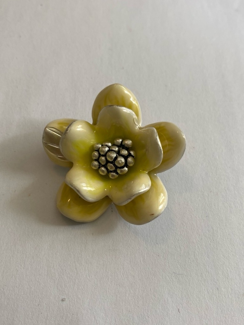 Vintage Liz Claiborne Yellow Flower Enamel Brooch - Women Accessories